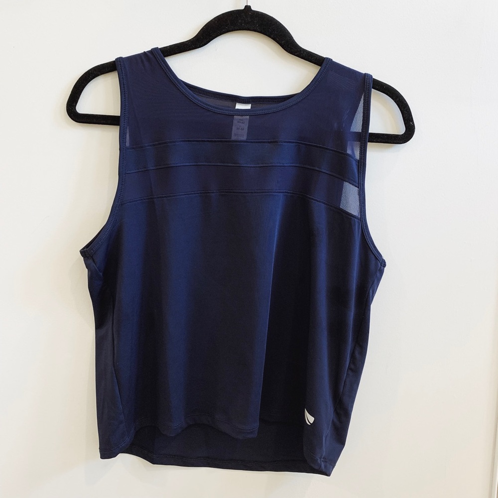 Marika Sports semi cropped top with mesh - navy